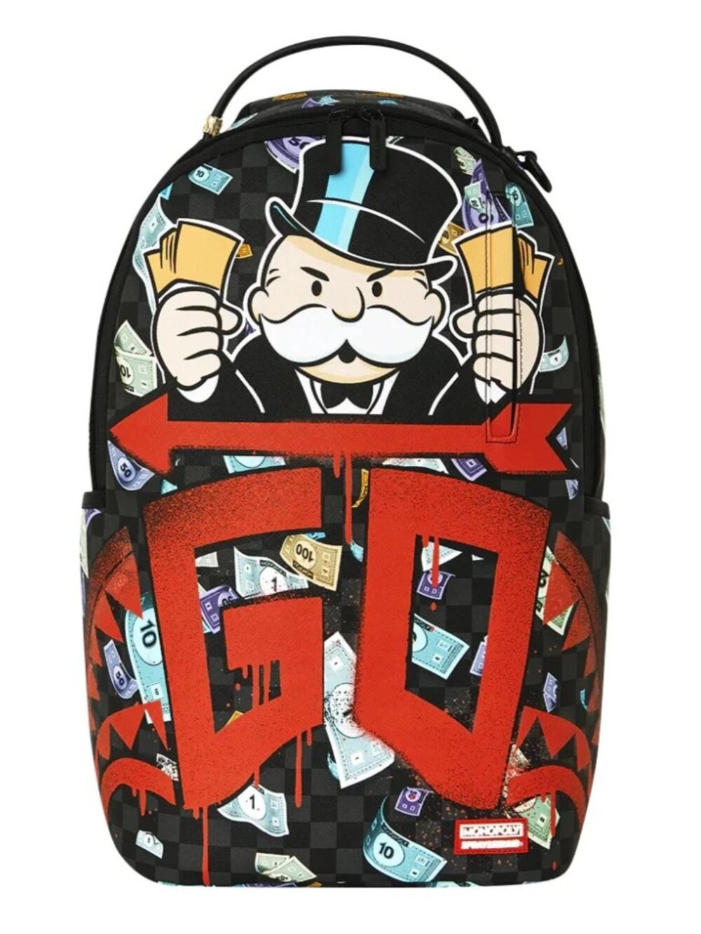 Sprayground Monopoly TIME TO GO Backpack🔥New Black Bookbag Large School Bag